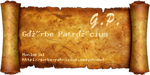 Görbe Patrícius névjegykártya